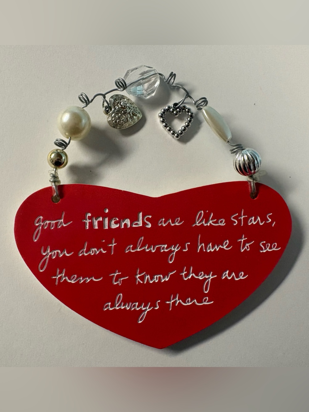 Red Heart Friendship Wire Bracelet with Mixed Charms